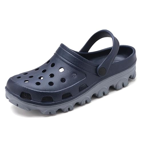 Huayuehong Große Unisex-Garten-Clogs für Herren und Damen, Strandsandalen, rutschfeste Outdoor-Sommer-Hausschuhe, belüftetes Design, Slip-On-Stil, blau, 43 EU von Huayuehong