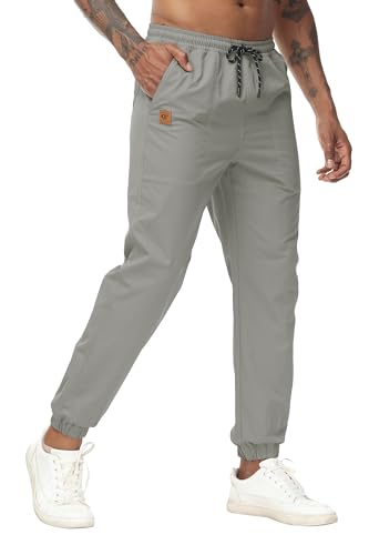 Huayuzh Cargohose Herren Baggy Cargo Hose Jogginghose Freizeithose Outdoorhose Elastische Taille mit Kordelzug Taschen Grau L von Huayuzh