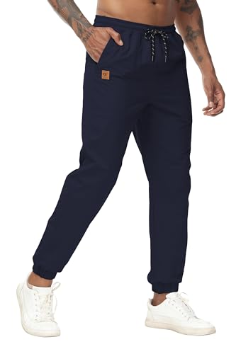 Huayuzh Cargohose Herren Baggy Cargo Hose Jogginghose Freizeithose Outdoorhose Elastische Taille mit Kordelzug Taschen Marineblau XL von Huayuzh