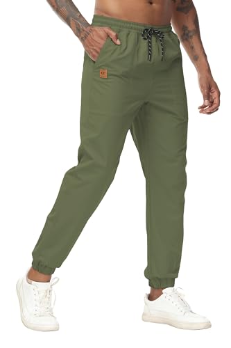 Huayuzh Cargohose Herren Baggy Cargo Hose Jogginghose Freizeithose Outdoorhose Elastische Taille mit Kordelzug Taschen Military Green 3XL von Huayuzh