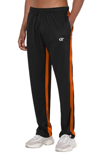 Huayuzh Herren Jogginghose Lang Jungen Baggy Trainingshose Sporthose Meshgewebe Leichte Atmungsaktiv Reißverschlusstaschen Schwarz Orange L von Huayuzh