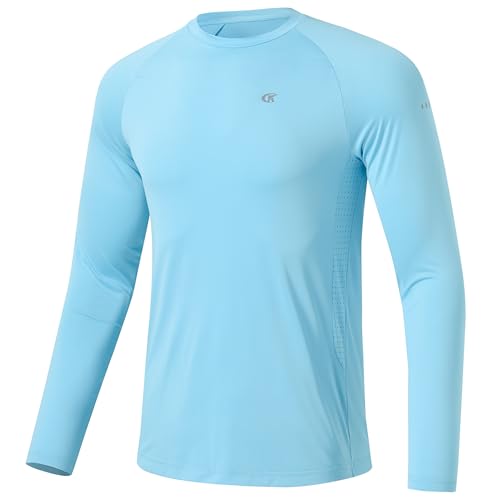 Huayuzh Herren UV-Schutz Rashguard UV Shirt UPF 50+ Langarmshirt Schwimm T-Shirt Schnelltrocknend Atmungsaktiv Surfen Blau 2XL von Huayuzh