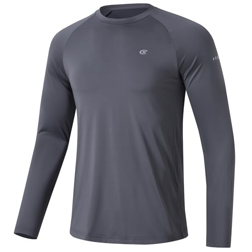 Huayuzh Herren UV-Schutz Rashguard UV Shirt UPF 50+ Langarmshirt Schwimm T-Shirt Schnelltrocknend Atmungsaktiv Surfen Dunkelgrau M von Huayuzh