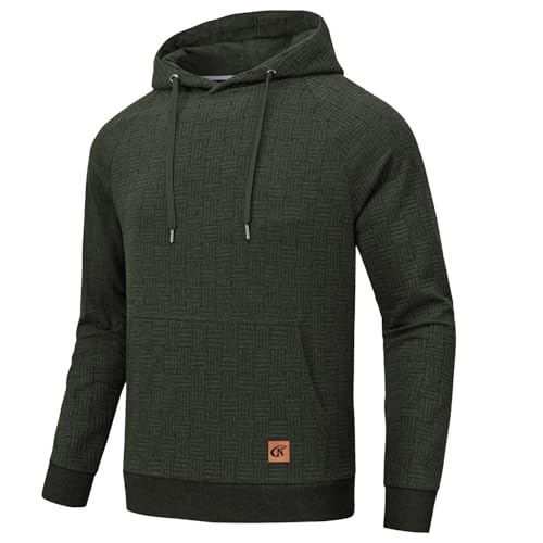 Huayuzh Hoodie Herren Kapuzenpullover 2024 Winter Warm Jacquardgewebe Casual Sport Langarm Sweatshirt mit Taschen Military Green XXL von Huayuzh
