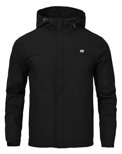 Huayuzh Jacke Herren Softshelljacke Wasserdichte Atmungsaktiv Winddichte Regenjacke Leichte mit Kapuze Laufen Wandern Schwarz M von Huayuzh