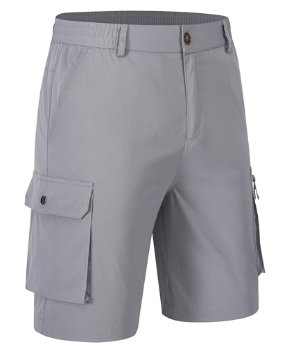 Huayuzh Kurze Hosen Herren Chino Shorts Sommer Stretch Cargo Baumwolle Hose Cargohose Elastische Taille Mit Taschen Grau XXL Huayuzh Kurze Hosen Herren Chino Shorts Sommer Stretch Cargo Baumwolle Hose Cargohose Elastische Taille Mit Taschen Grau XXL von Huayuzh