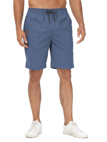 Huayuzh Kurze Hosen Herren Shorts Herren Sommer Cargo Chino Baumwolle Stretch Freizeithose Elastische Taille mit Taschen Graublau XL von Huayuzh