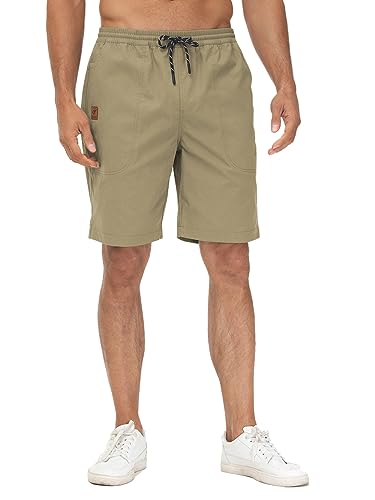 Huayuzh Kurze Hosen Herren Shorts Herren Sommer Cargo Chino Baumwolle Stretch Freizeithose Elastische Taille mit Taschen Khaki 2XL von Huayuzh