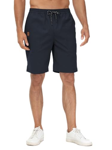 Huayuzh Kurze Hosen Herren Shorts Herren Sommer Cargo Chino Baumwolle Stretch Freizeithose Elastische Taille mit Taschen Marineblau 4XL von Huayuzh