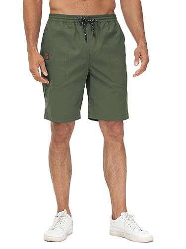 Huayuzh Kurze Hosen Herren Shorts Herren Sommer Cargo Chino Baumwolle Stretch Freizeithose Elastische Taille mit Taschen Military Green XL von Huayuzh