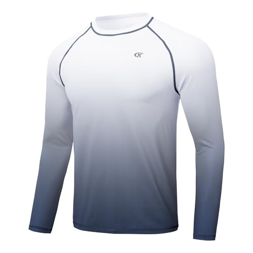 Huayuzh Rashguard Herren Schwimmen Langarmshirt Schwimm Tshirt Atmungsaktiv Schnelltrocknend Surfen Angeln Wandern Top Verlaufsfarbe Grau S von Huayuzh