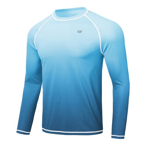 Huayuzh Rashguard Herren Schwimmen Langarmshirt Schwimm Tshirt Schnelltrocknend Atmungsaktiv Surfen Angeln Wandern Top Verlaufsfarbe Graublau L von Huayuzh