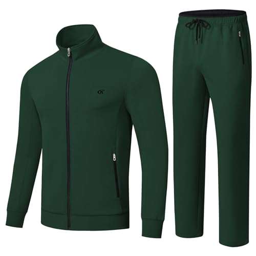Huayuzh Trainingsanzug Herren 2 Piece Trainingsanzug Set Sportanzug Reißverschlusstasche Jogging Fitness Gym Hausanzug Army Green 3XL von Huayuzh