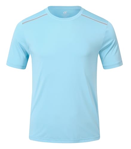 Huayuzh UV Shirt Herren Rashguard T-Shirt Schwimm Shirt UPF 50+ Schnelltrocknend Leicht Atmungsaktiv Surfen Wandern Top Himmelblau XL von Huayuzh