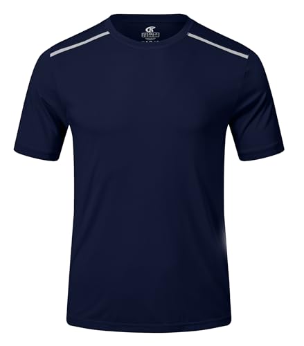 Huayuzh UV Shirt Herren Rashguard T-Shirt Schwimm Shirt UPF 50+ Schnelltrocknend Leicht Atmungsaktiv Surfen Wandern Top Marineblau XL von Huayuzh