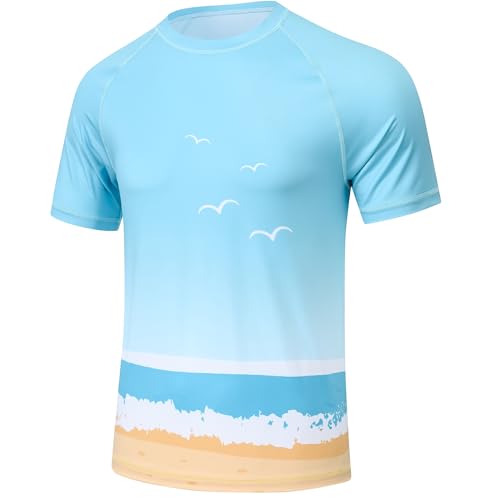 Huayuzh Uv Shirt Herren Rashguard Badeshirts UPF 50+ Schnelltrocknend Leicht Atmungsaktiv Surfen Wandern Schwimm Tshirt Meer Strand XXL von Huayuzh