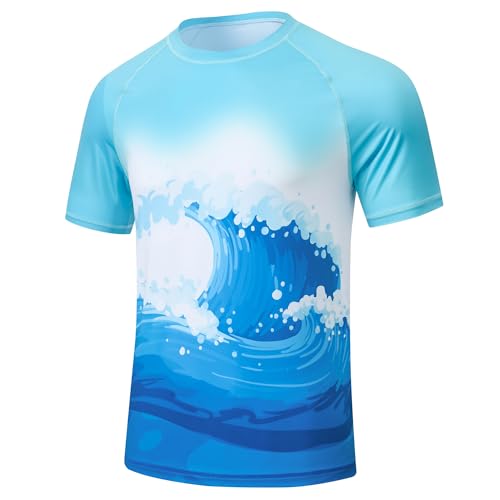Huayuzh Uv Shirt Herren Rashguard Badeshirts UPF 50+ Schnelltrocknend Leicht Atmungsaktiv Surfen Wandern Schwimm Tshirt Schwimmen Meer 3XL von Huayuzh