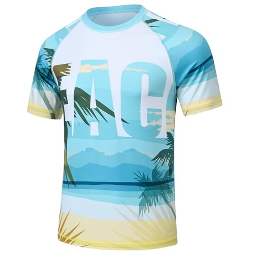 Huayuzh Uv Shirt Herren Rashguard Badeshirts UPF 50+ Schnelltrocknend Leicht Atmungsaktiv Surfen Wandern Schwimm Tshirt Summer Beach 2XL von Huayuzh