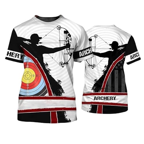 Männer/Frauen Bogenschießen 3D-gedrucktes Sport-T-Shirt Cool Bullseye Grafik O-Ausschnitt Kurzarm Uniform Pullover Tops von HuazomeeHZM