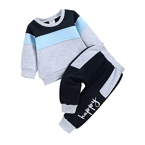 FOCICI Baby Jungen Kleidung Säugling Herbst Langarm Outfits Winter Kleidung Sweatshirt Hosen 2pcs Set, Blau von FOCICI