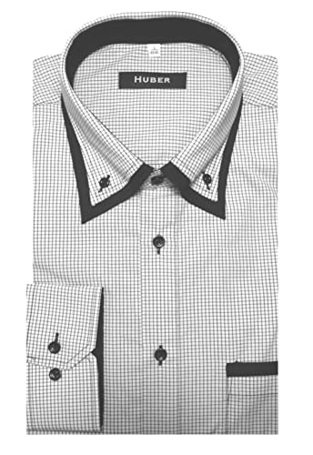 Huber Hemden Button-down Weiss-schwarz und Kontrast XL von Huber Hemden