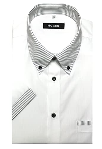 Huber Hemden Kurzarm Button-down Weiss mit Kontrast 3XL von Huber Hemden