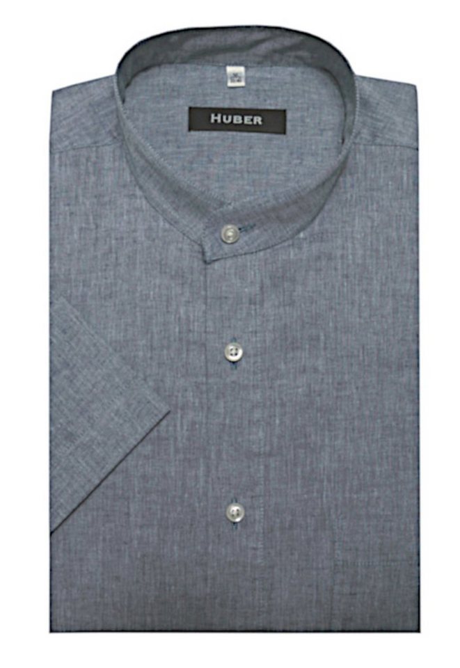 Huber Hemden Kurzarmhemd HU-0130 Stehkragen Kurzarm leichter Leinen Stoff Regular Fit Made in EU von Huber Hemden
