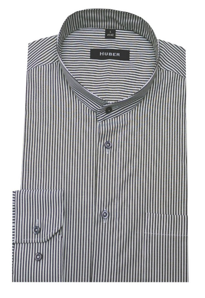 Huber Hemden Langarmhemd HU-0028 Stehkragen, Streifendesign, Regular Fit-gerader Schnitt, Made in EU von Huber Hemden