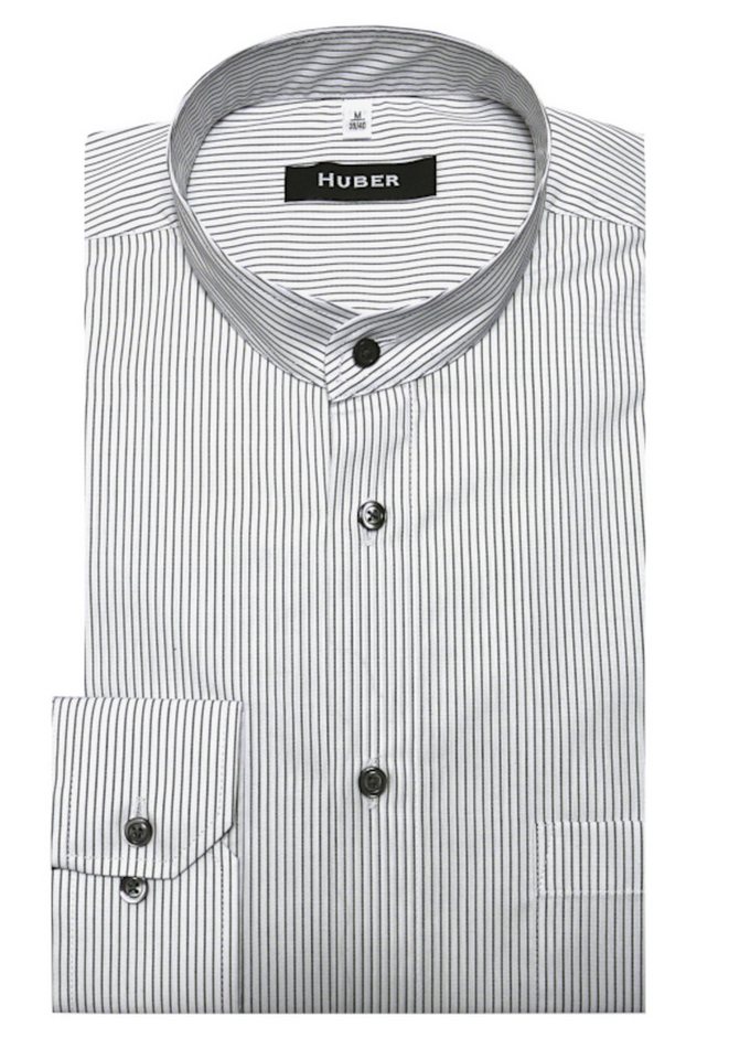 Huber Hemden Langarmhemd HU-0028 Stehkragen, Streifendesign, Regular Fit-gerader Schnitt, Made in EU von Huber Hemden