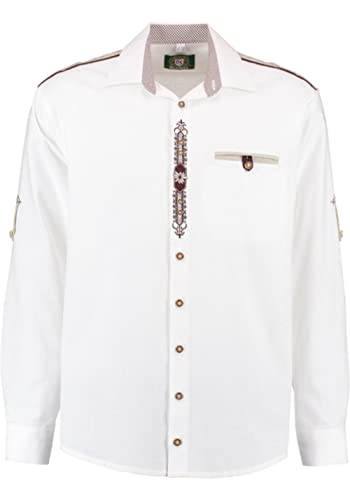 HUBER Trachtenhemd weiß mit Stickerei und Schulterpasse 6XL von HUBER