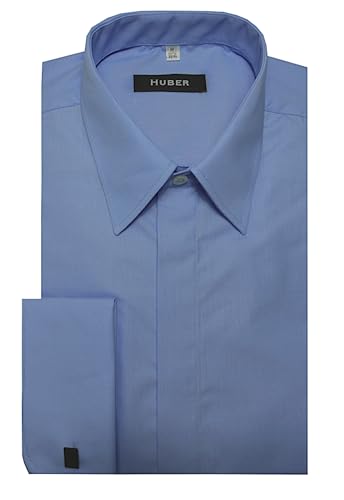 Huber Herren Hemd mit Umschlagmanschetten Langarm blau 3XL von Huber Hemden