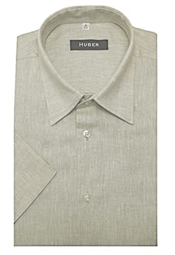 Huber Kurzarmhemd Kentkragen Leinen beige 3XL von Huber Hemden