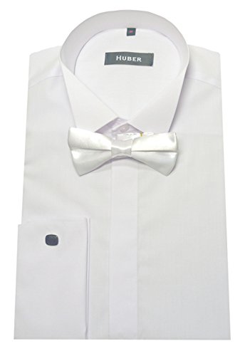 HUBER Smokinghemd Weiss mit Fliege Weiss u. Mansch.knopf Regular M von HUBER
