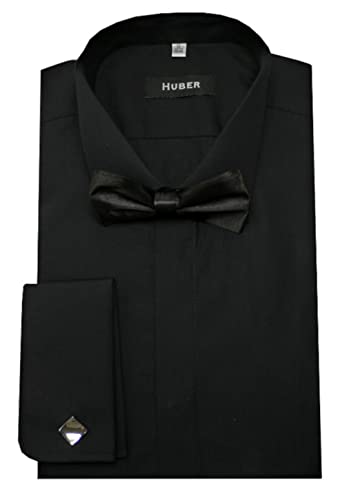 Huber Smokinghemd schwarz mit Fliege schwarz u. Mansch.knopf 3XL von HUBER
