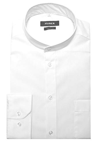 Huber Stehkragenhemd Langarm Weiss XL von Huber Hemden