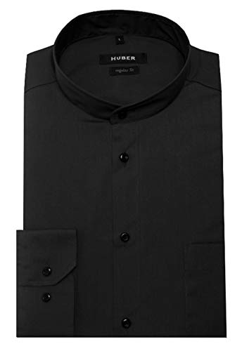 Huber Stehkragenhemd Langarm schwarz Regular 3XL von Huber Hemden