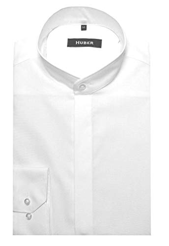 Huber Stehkragenhemd verdeckte Knopfleiste weiß 100% Baumwolle 5XL von Huber Hemden