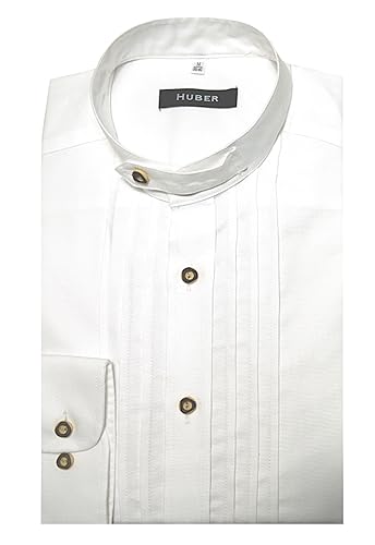 Huber Trachten-Schlupfhemd mit Stehkragen weiß XXL von Huber Hemden