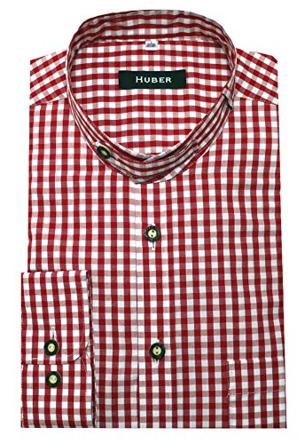 HUBER Trachtenhemd mit Stehkragen rot-weiß kariert M von HUBER
