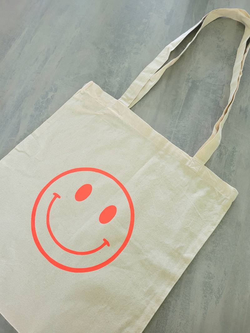 Shopper Smiley/Baumwollbeutel Totebag von HubersLuzieHandcraft