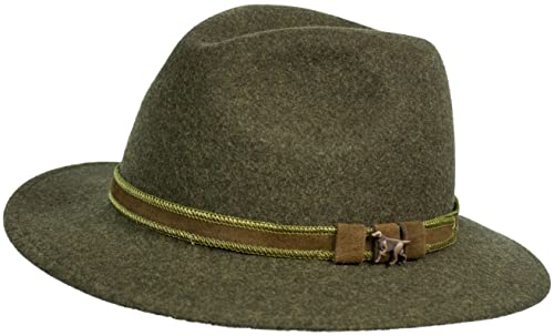Hubertus Jagdhut mit Ledergarnitur und Zierteil Jagdhund Oliv (56) von Hubertus