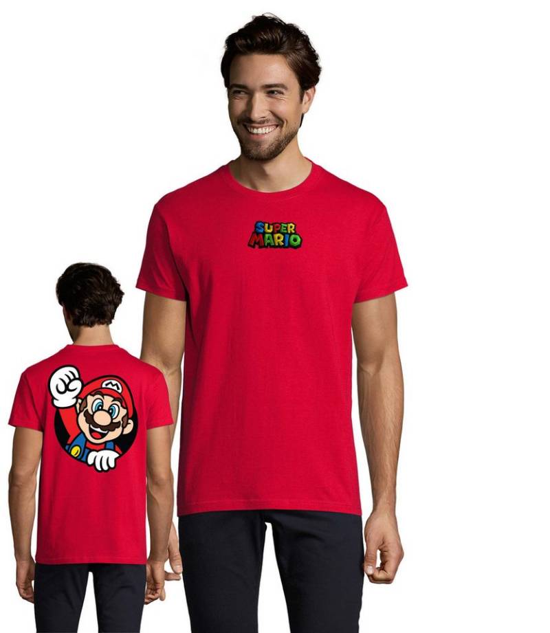 Hubihu T-Shirt Super Mario Front Stick mit riesigem Rücken Druck in Rot und Schwarz bestickt Hubihu T-Shirt Super Mario Front Stick mit riesigem Rücken Druck in Rot und Schwarz bestickt von Hubihu