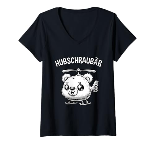 Damen Hubschraubär Lustiges Wortspiel T-Shirt mit V-Ausschnitt Damen Hubschraubär Lustiges Wortspiel T-Shirt mit V-Ausschnitt von Hubschraubär