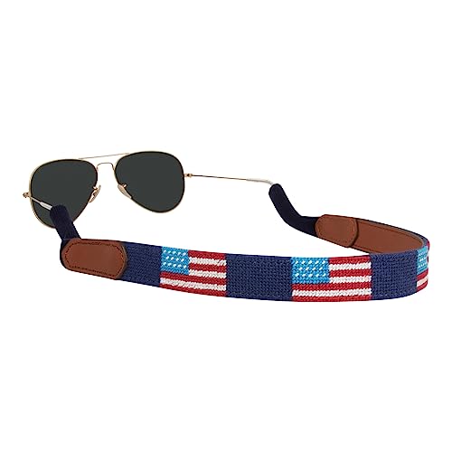 Huck Venture Handgenähter Sonnenbrillenriemen aus Leder, Nadelspitze, US-Flagge, Einheitsgröße Huck Venture Handgenähter Sonnenbrillenriemen aus Leder, Nadelspitze, US-Flagge, Einheitsgröße von Huck Venture