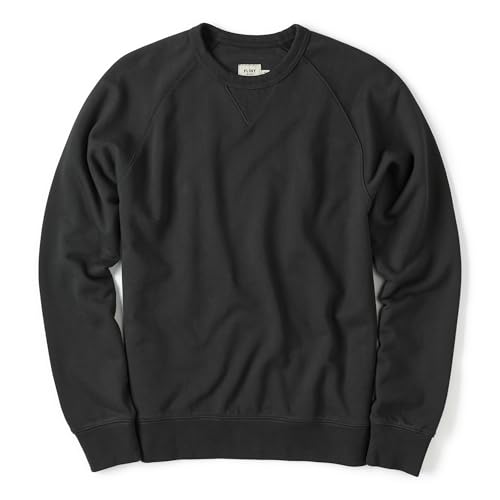 Huckberry Flint and Tinder Herren-Sweatshirt, mittelschwer, Frottee, Rundhalsausschnitt, Verwaschenes Schwarz, Medium von Huckberry
