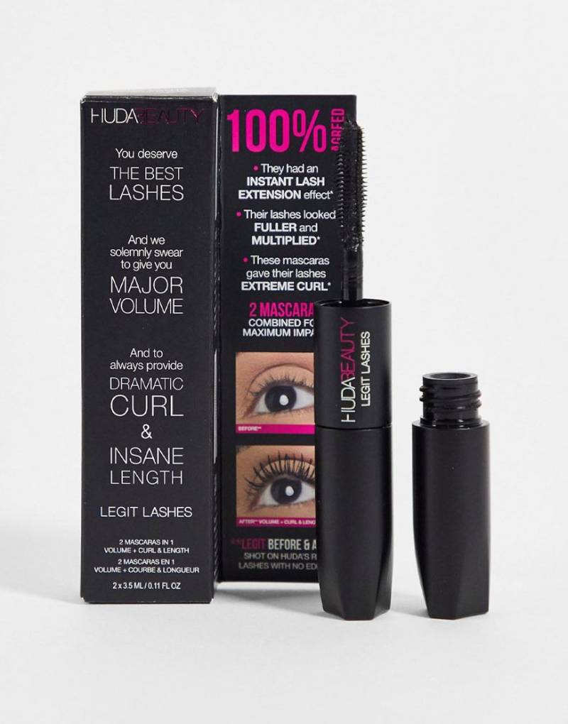 Huda - Legit Lashes - Doppelseitige Wimperntusche, Minigröße-Schwarz von Huda Beauty