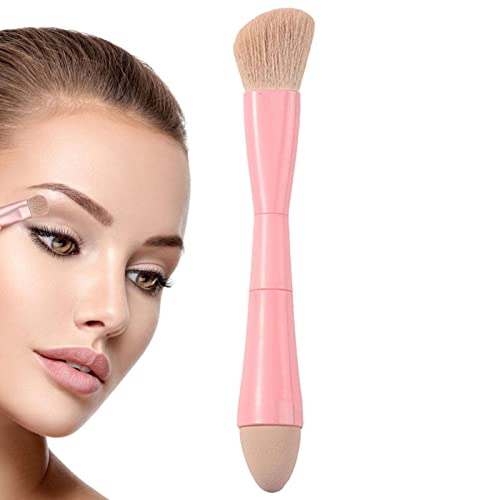 Doppelseitiger Make-up Pinsel 4 in 1 einziehbarer Reisekosmetikpinsel, pinsel foundation brush Multifunktionaler Concealer Schwammpinsel für Lidschatten, Augenbrauen, Lippenstift, Puder von Hudhowks