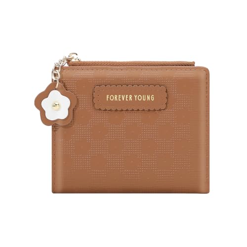 Hudhowks Kompakte Geldbörse für Damen | Brieftaschenetui mit Mehreren Kartenfächern | Brieftaschenetui mit Ausweisfenster, Brieftaschen-Clutch-Organizer mit Reißverschlusstasche von Hudhowks