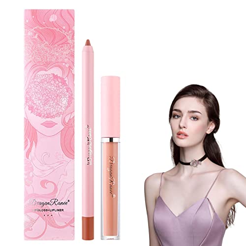 Make-up-Lipgloss, Lipliner-Lippenstift | Doppelkopf-Lippenstifte und Glanzstifte,Tragbarer 2-in-1-Color-Stay-Lippenstift, Lipliner-Stift-Lippenfüller für Frauen-Mädchen-Geschenke Hudhowks von Hudhowks