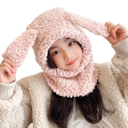 Plüsch-Hoddie-Mütze,Flauschiges Häschen-Mützen-Schal-Set für den Außenbereich - Warmer, dicker Tier-Kapuzenpullover aus Wolle für den Innenbereich, süß und gemütlich für Frauen, Teenager, Hudhowks von Hudhowks